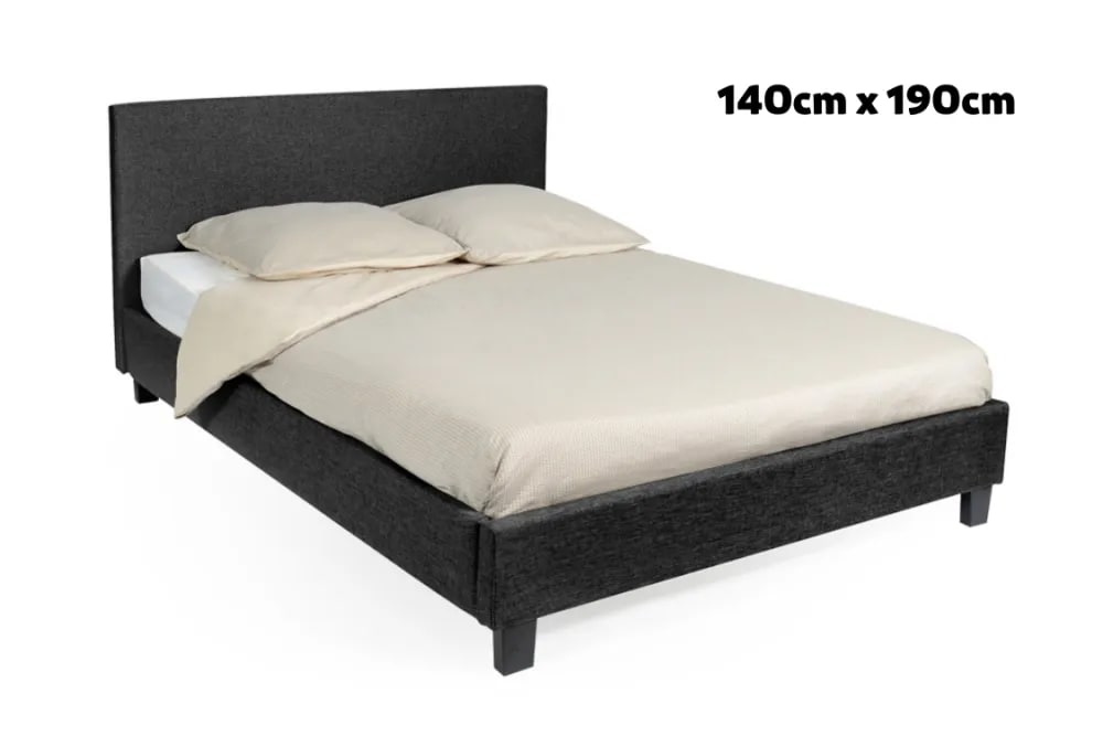 Lit 2 places 140x190 cm KELIA tissu sommier inclus