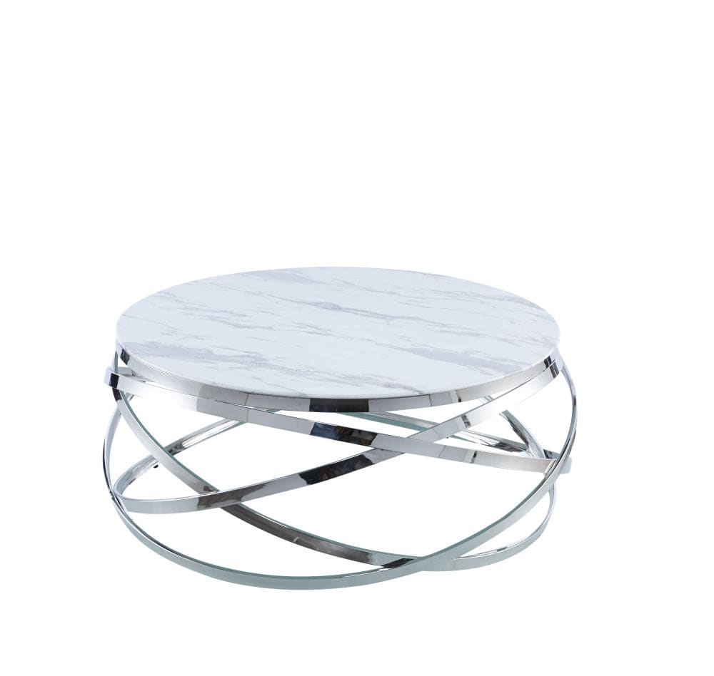Table Basse EVOL structure chrome et plateau en verre D 100cm