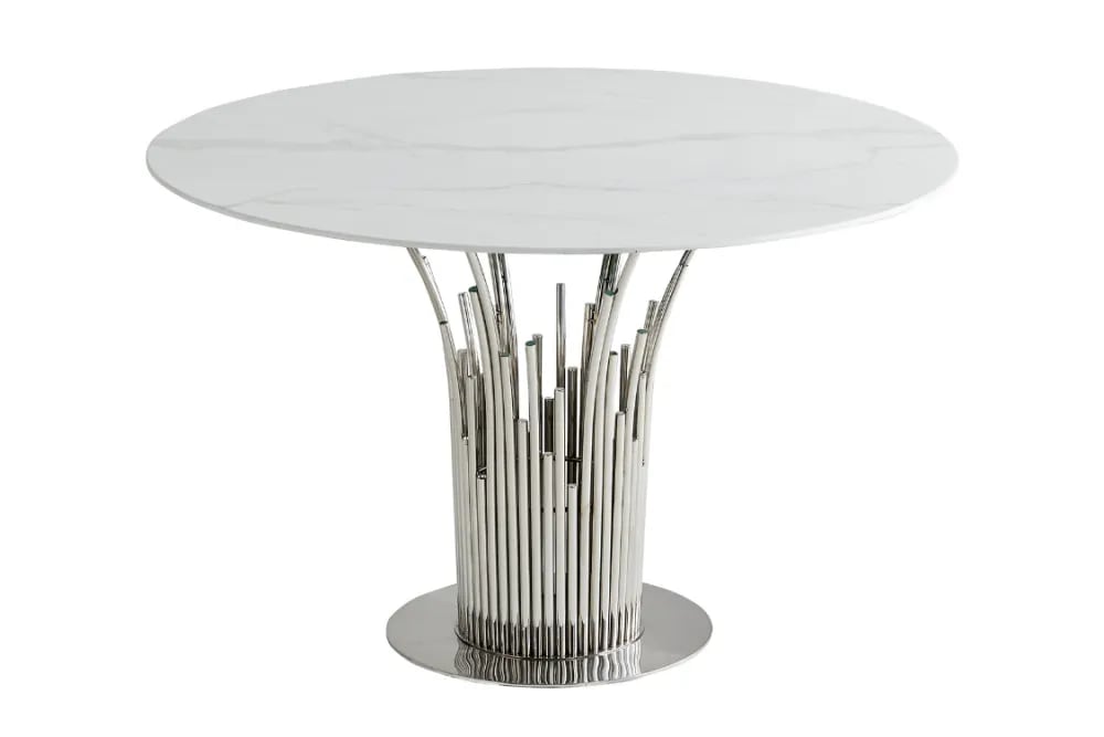 Table à manger ronde FLUTE Chrome