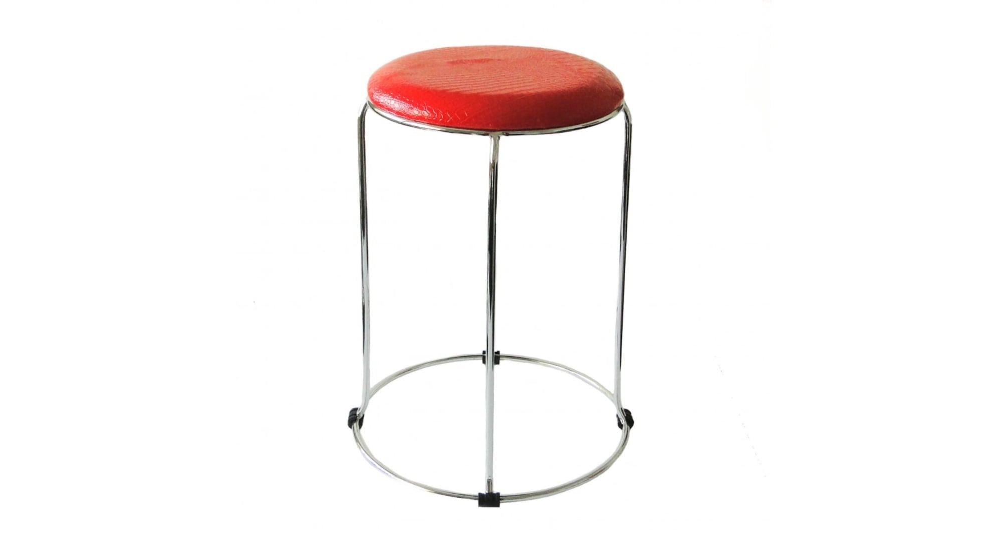 TABOURET EN SIMILICUIR CROCO ROUGE