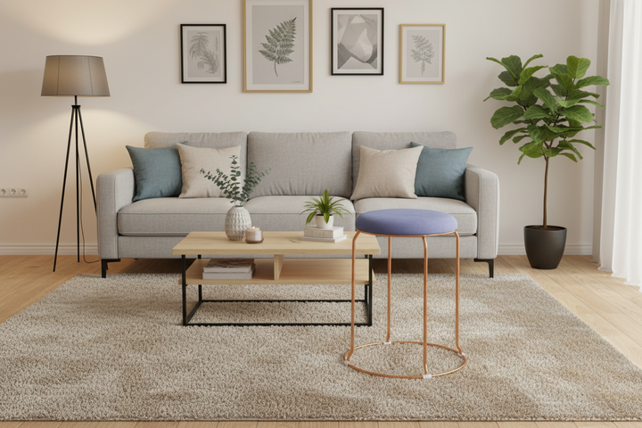 TABOURET DORE VELOURS GRIS (VENDU PAR 10)