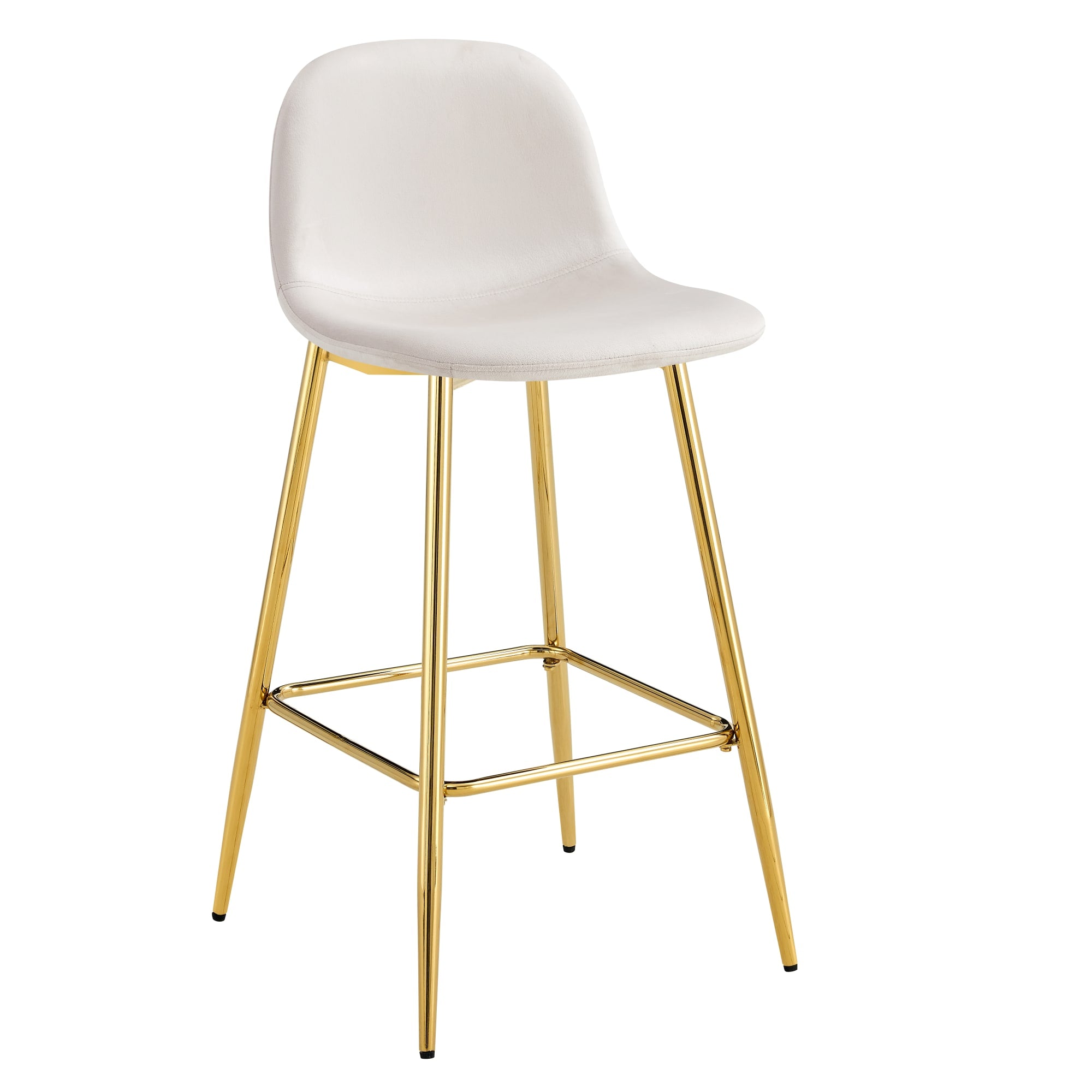 TABOURET DE BAR SCANDINAVE PIED GOLD VELOURS BEIGE