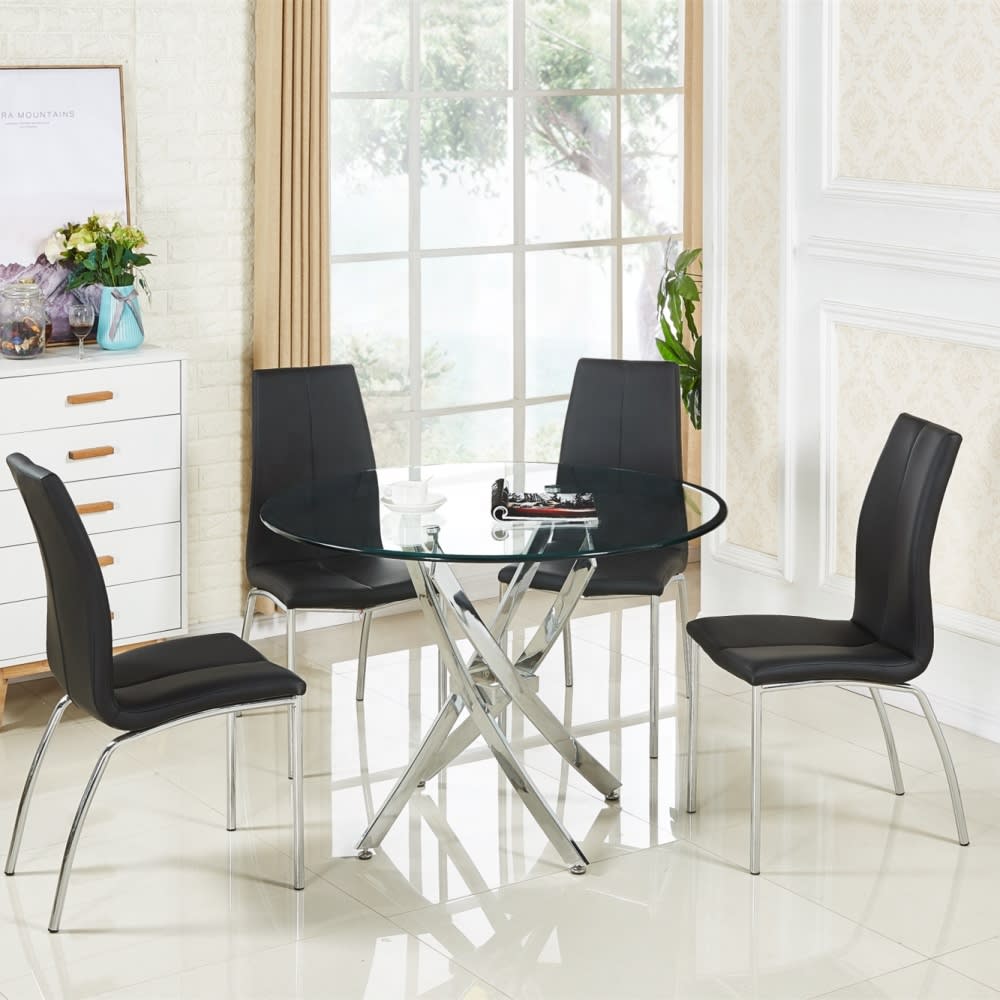 TABLE REPAS JESSICA CHROME TRANSPARENT 100x75cm