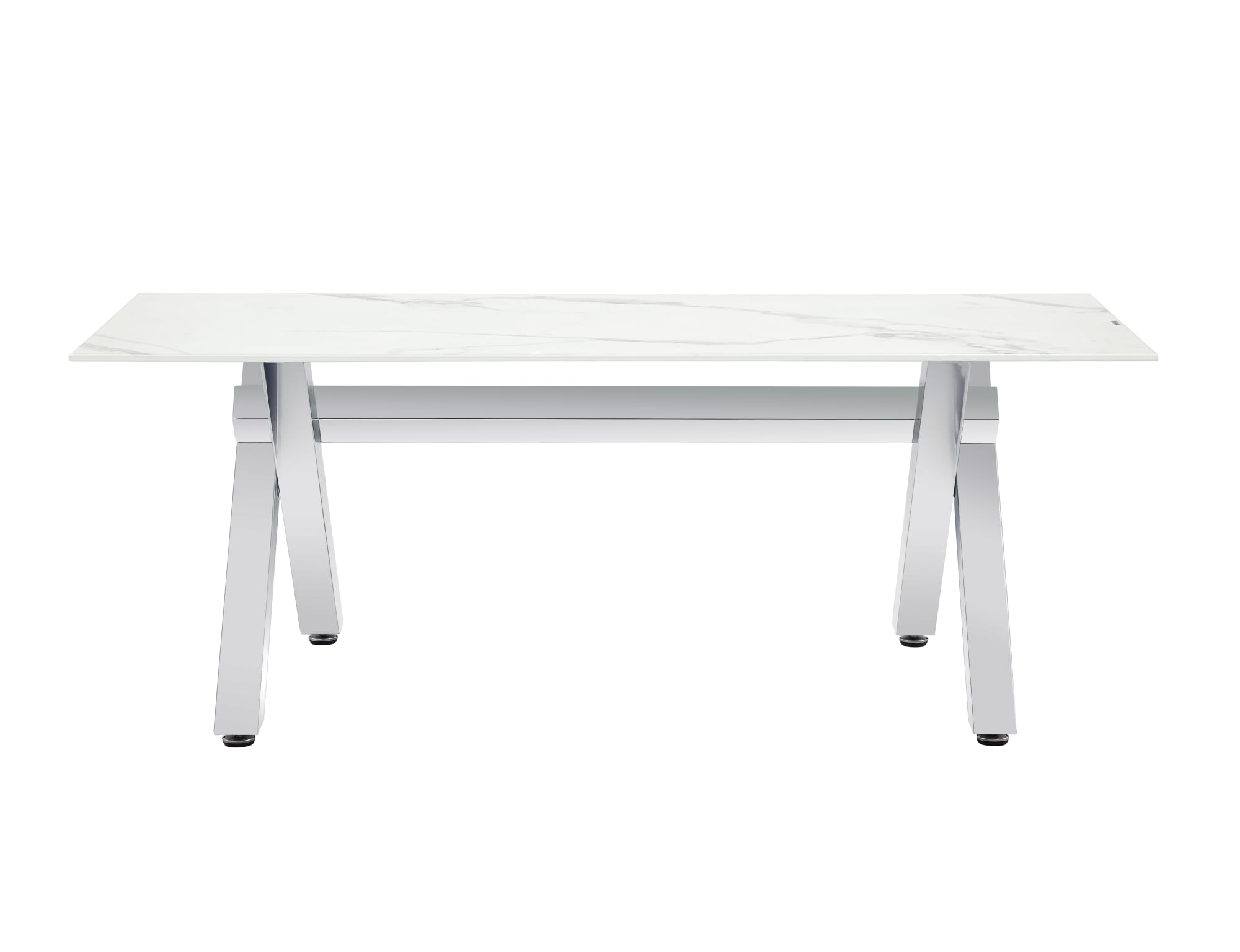 TABLE BASSE IXE CHROME MARBRE BLANC 120x60x45cm