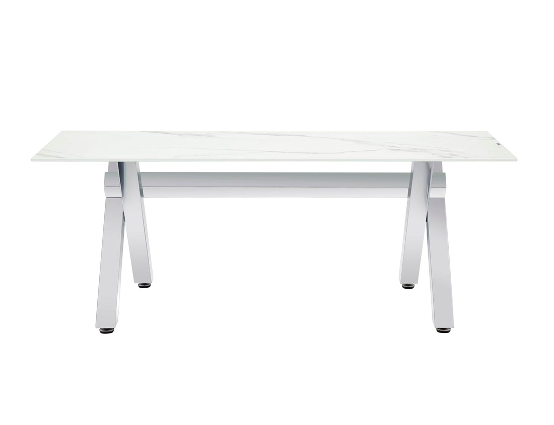 TABLE BASSE IXE CHROME MARBRE BLANC 120x60x45cm