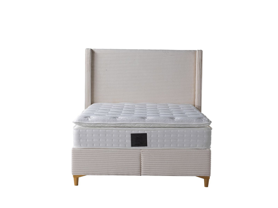 LIT COFFRE VENUS COTELE BEIGE 160X200CM