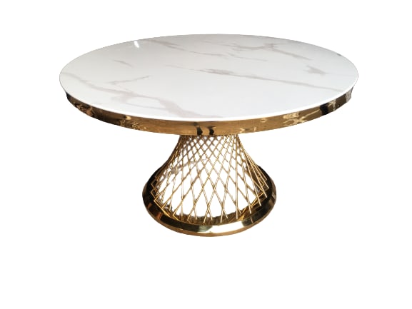 TABLE REPAS DELUXE  GOLD MARBRE BLANC 130x75 cm