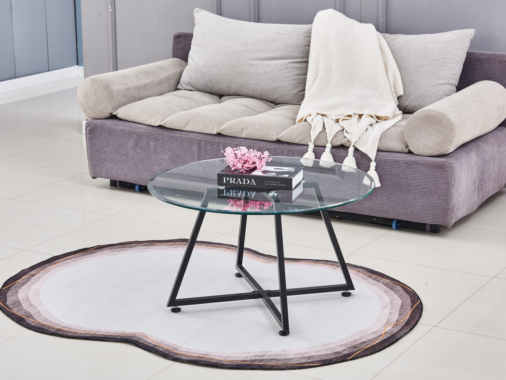 TABLE BASSE HELOISE METAL TRANSPARENT 80x45 cm