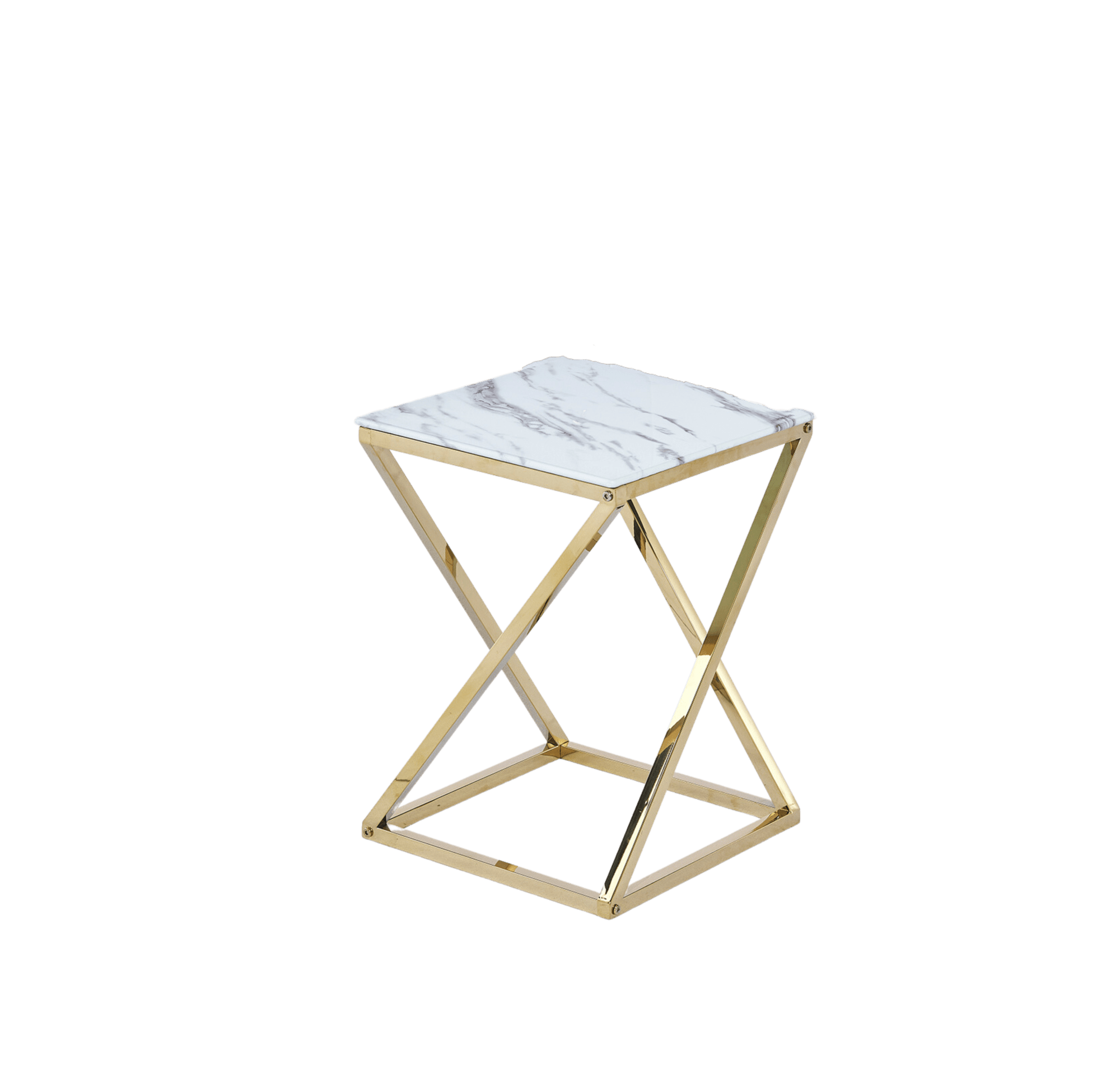 GUERIDON BEVERLY GOLD MARBRE BLANC 40x40x55cm