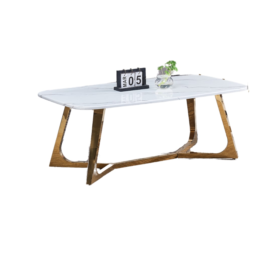 TABLE BASSE GOSSIP GOLD MARBRE BLANC 120x70 cm