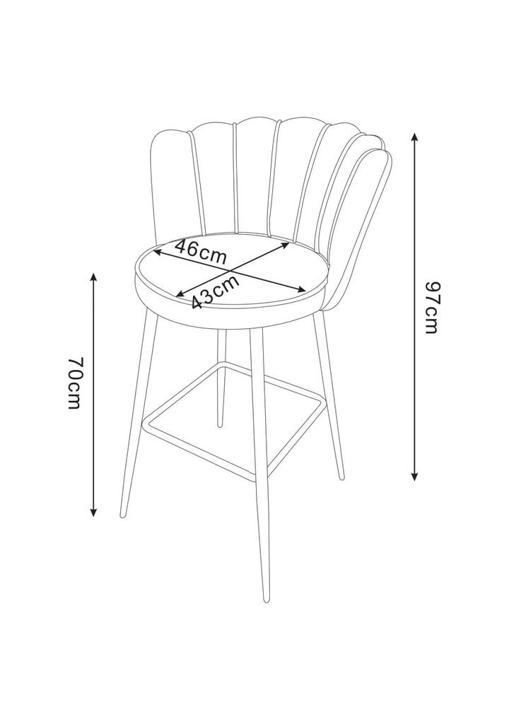 Lot de 2 tabourets de bar NYMPHEA Métal noir en velours