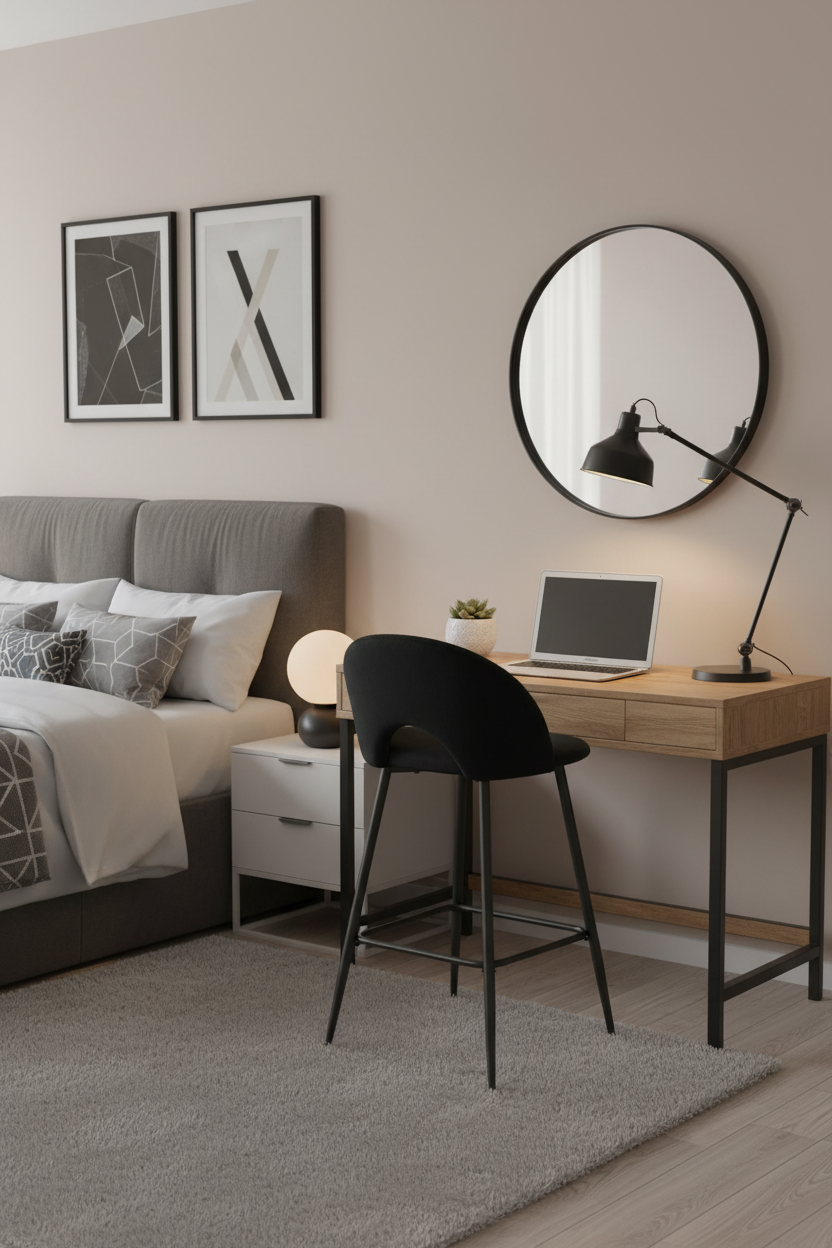 TABOURET DE BAR TEDDY PIED METAL NOIR VELOURS NOIR