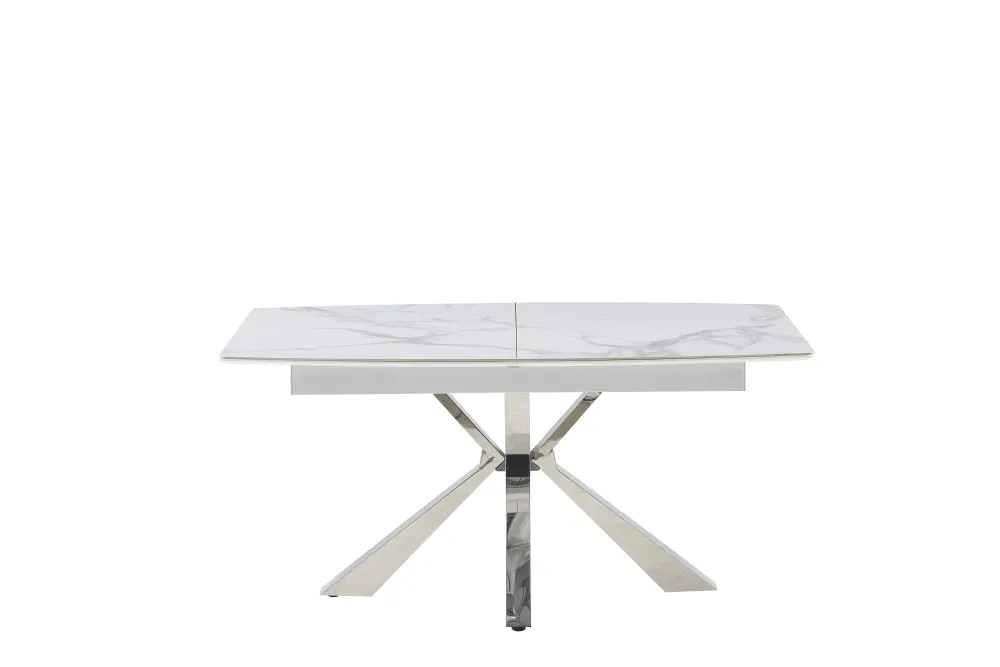 Table extensible BIANCA Chrome plateau Céramique