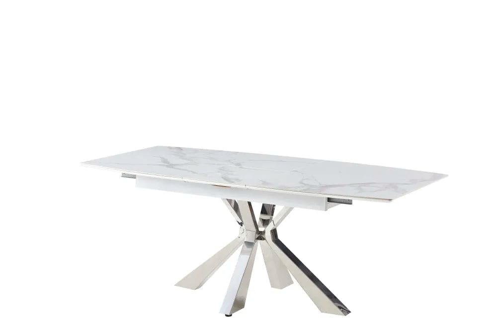 Table extensible BIANCA Chrome plateau Céramique