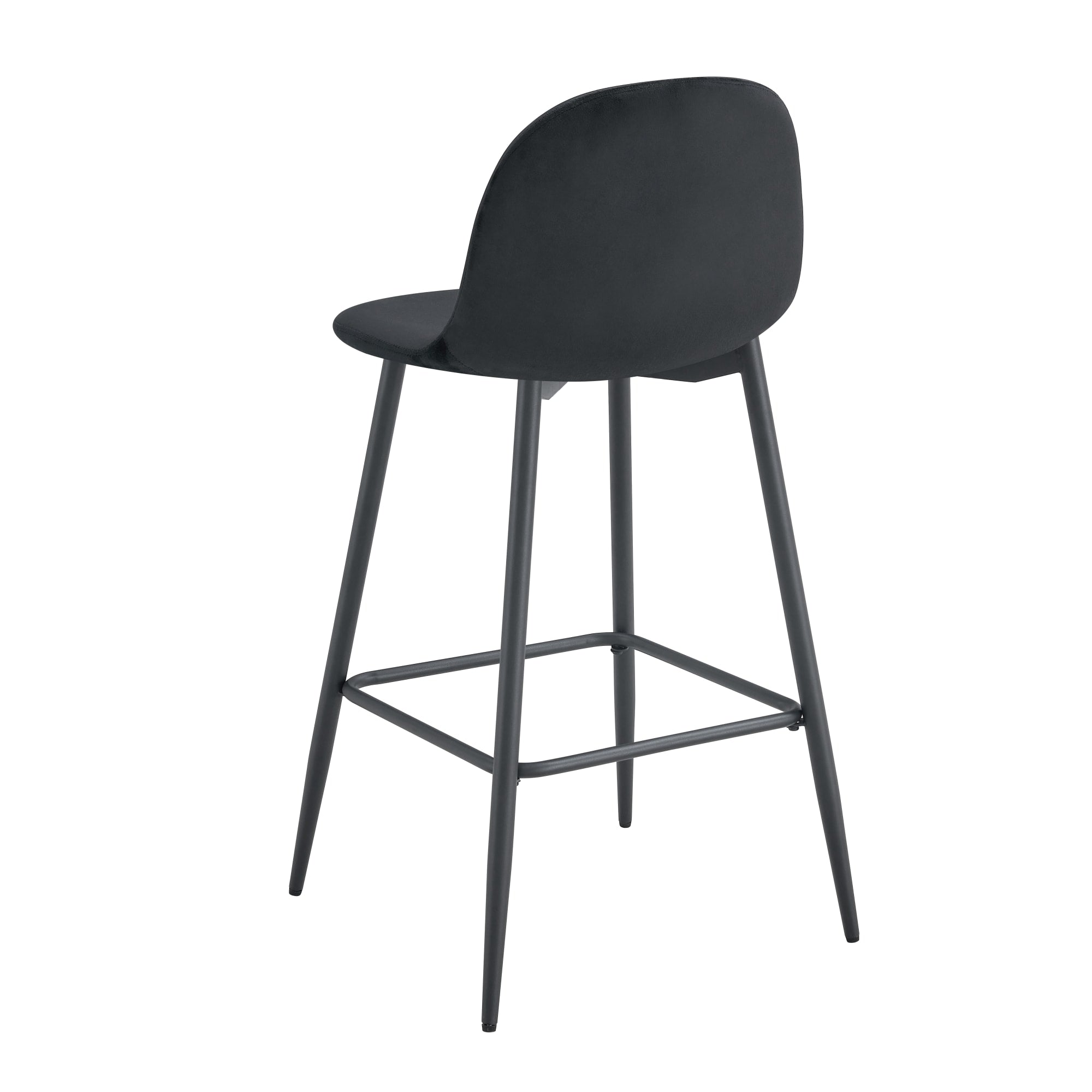 TABOURET DE BAR SCANDINAVE PIED METAL NOIR VELOURS NOIR