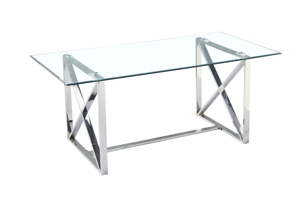 Table à manger KENSY 6 à 8 personnes verre transparent 180x90 cm