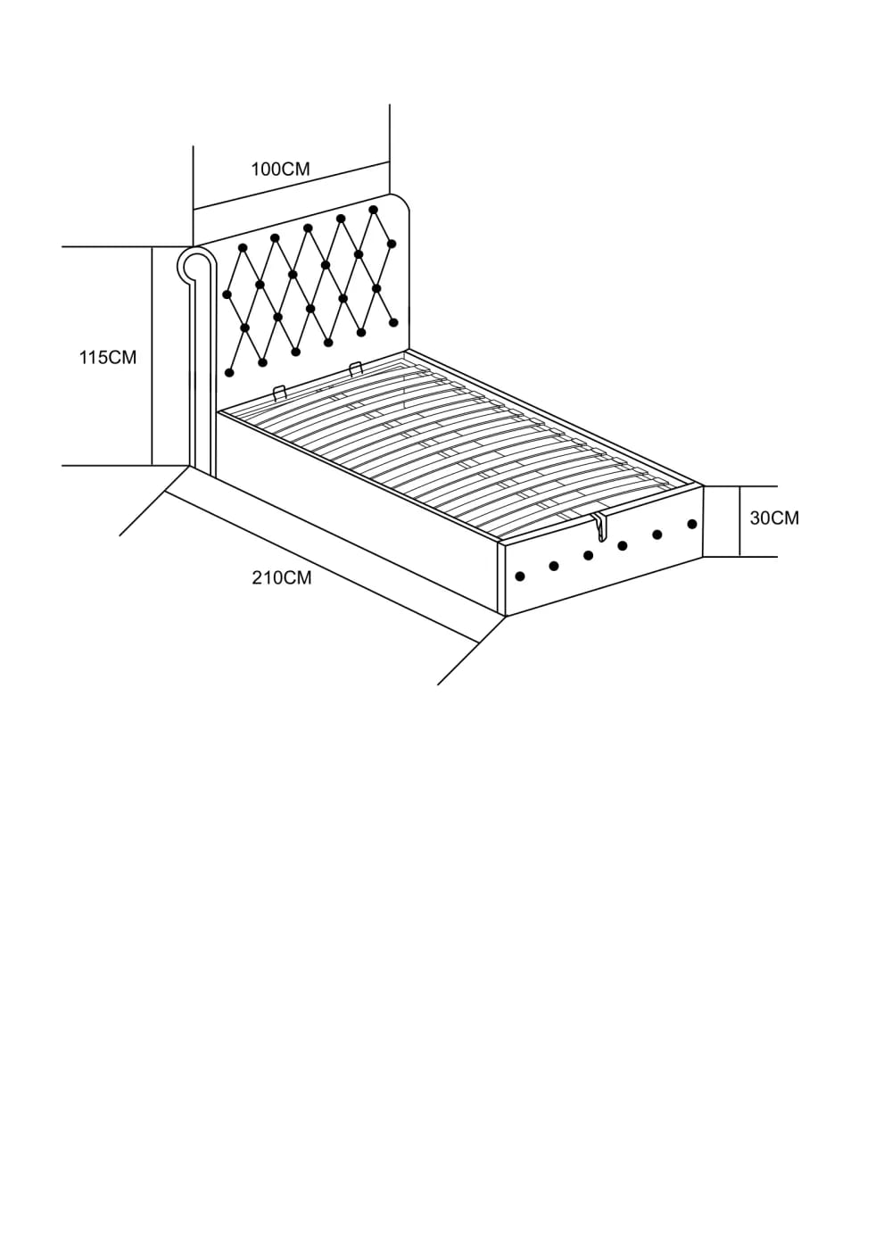 LIT COFFRE CORSICA EN VELOURS GRIS 90X190CM
