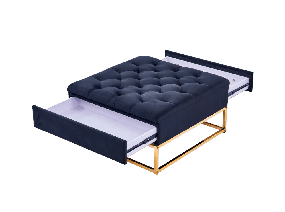 Table Basse rangements TIROIRS plateau velours capitonné