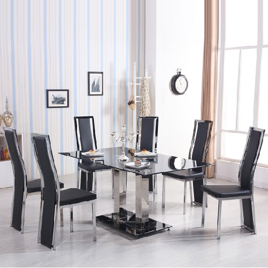 TABLE REPAS MAXENCE NOIR TRANSPARENT 150x90x75 cm