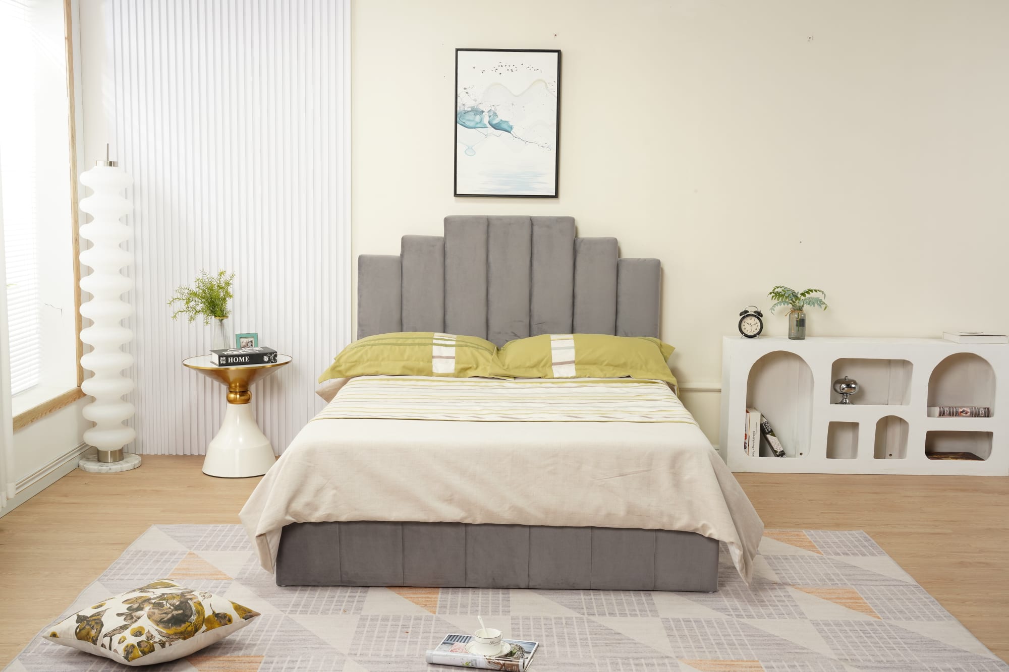 LIT COFFRE BOX PIANO GRIS 90x190cm