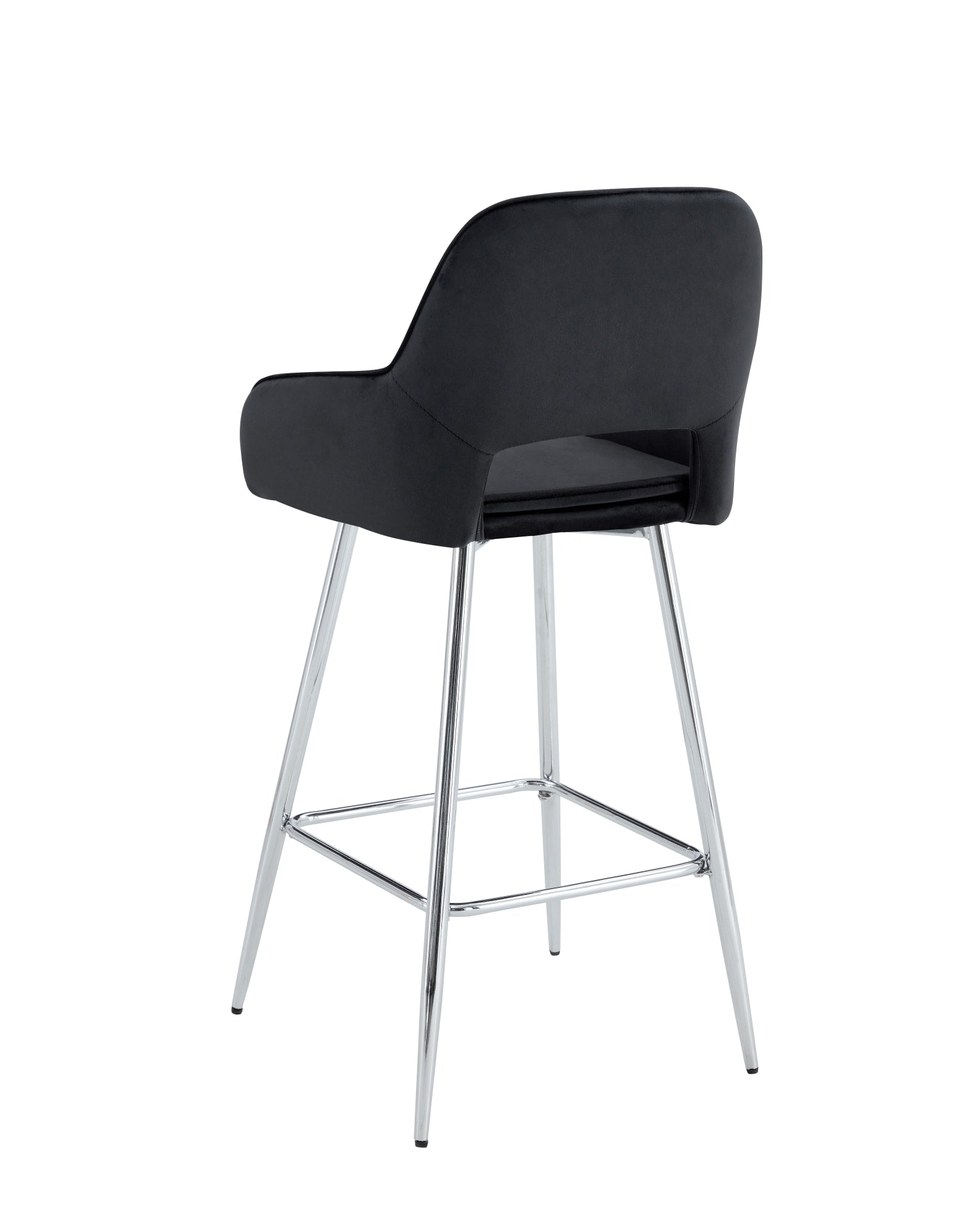 TABOURET DE BAR ATHENA PIED CHROME VELOURS NOIR