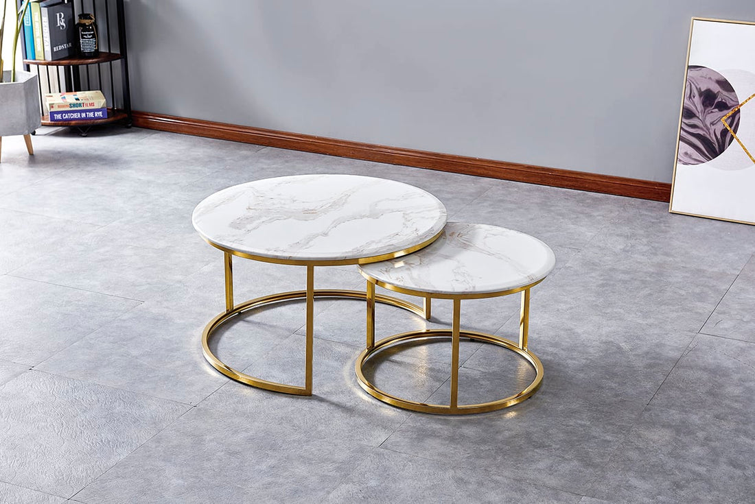 TABLE BASSE GIGOGNE GOLD PLATEAU CERAMIQUE EFFET MARBRE 80x45 c