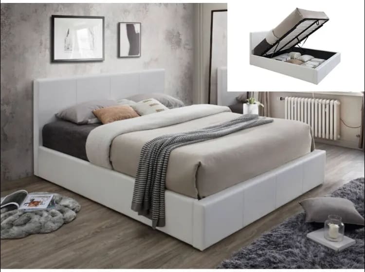 Lit coffre 2 places 140x190 cm BASTIEN simili cuir sommier inclus