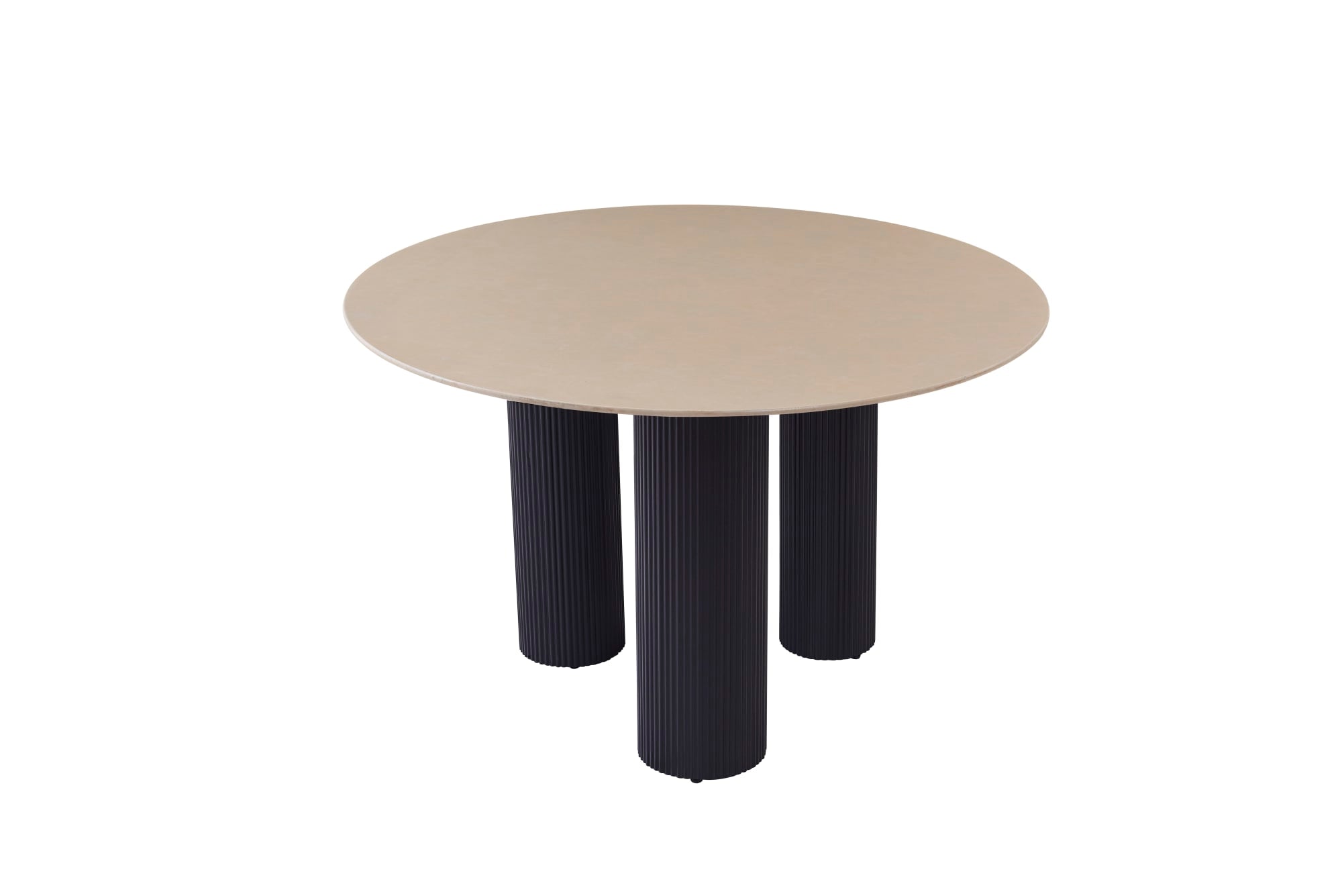 TABLE REPAS ANAÏS PIEDS NOIR PLATEAU CERAMIQUE BEIGE BRILLANT 120CM