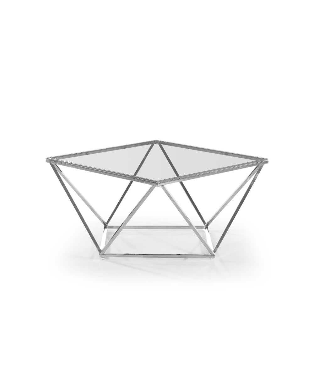 Table Basse carrée ALINA  XXLverre 100x100x45 cm