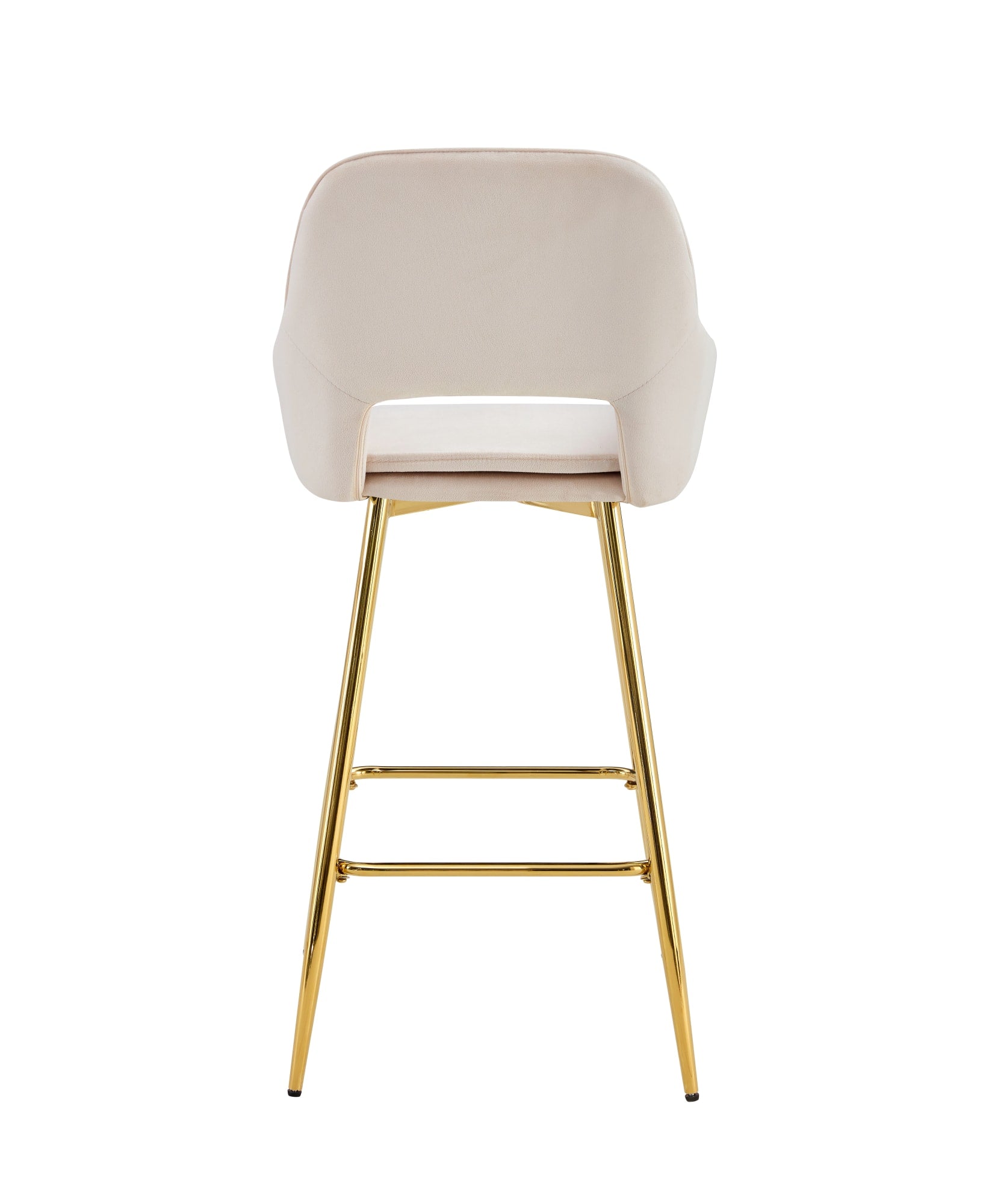 TABOURET DE BAR ATHENA PIED GOLD VELOURS BEIGE