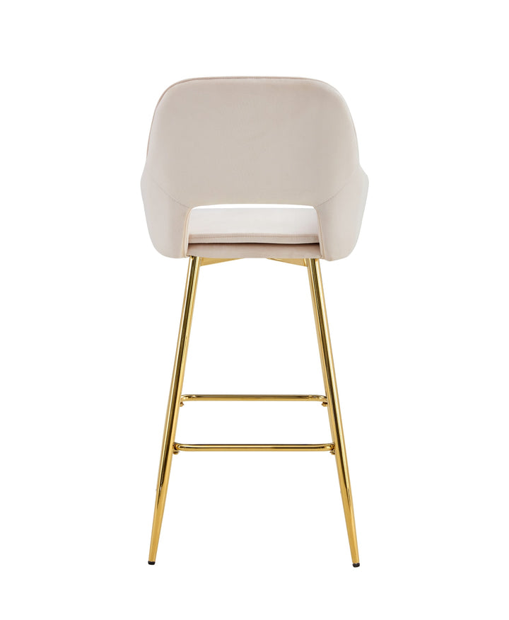TABOURET DE BAR ATHENA PIED GOLD VELOURS BEIGE