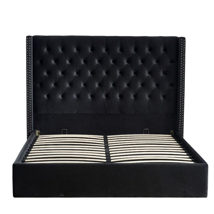 Lit COFFRE 2 places 160X200 cm CLOUTE velours