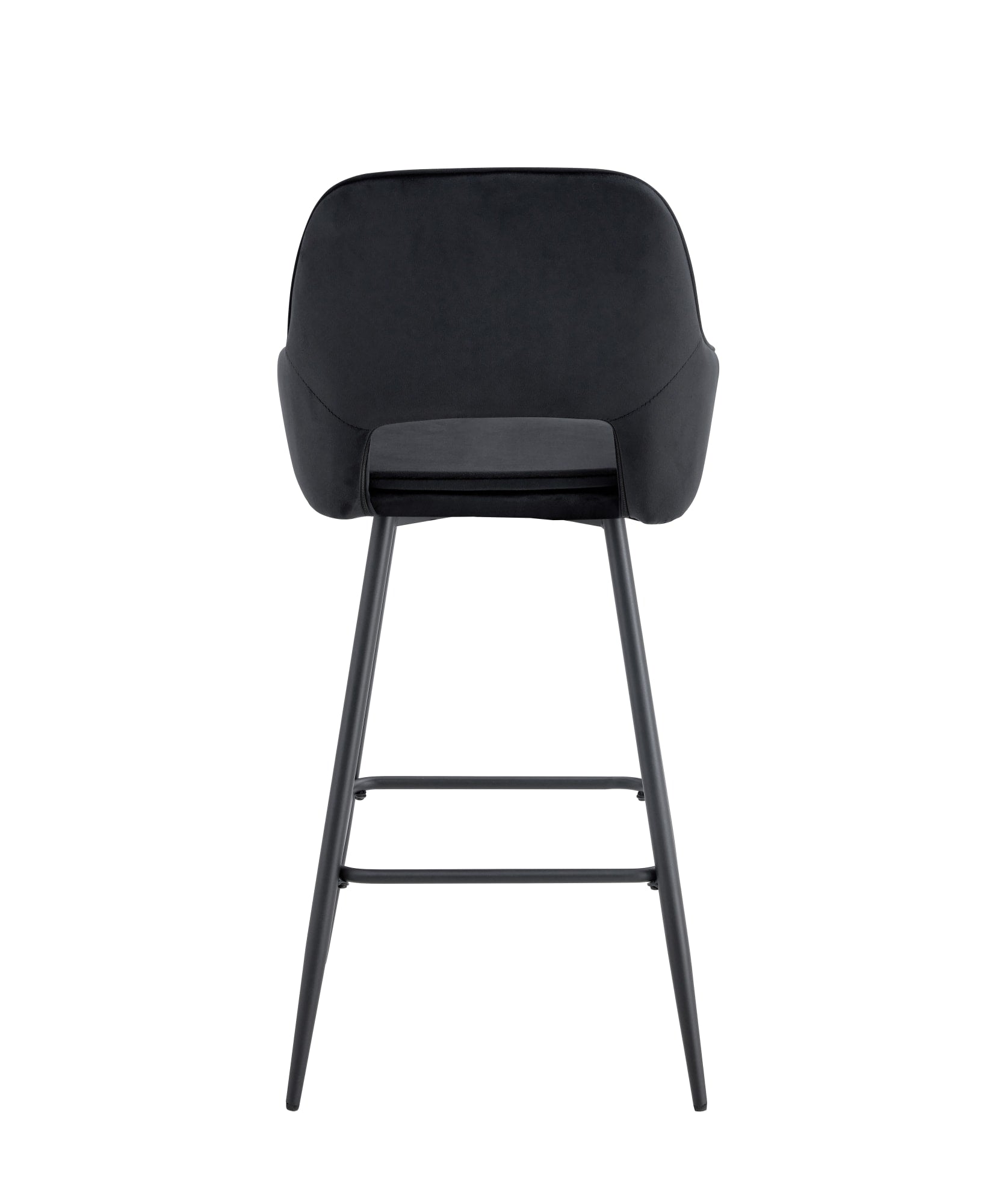 TABOURET DE BAR ATHENA PIED METAL NOIR VELOURS NOIR