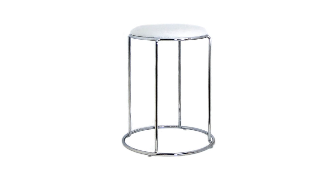 TABOURET EN SIMILICUIR CROCO BLANC