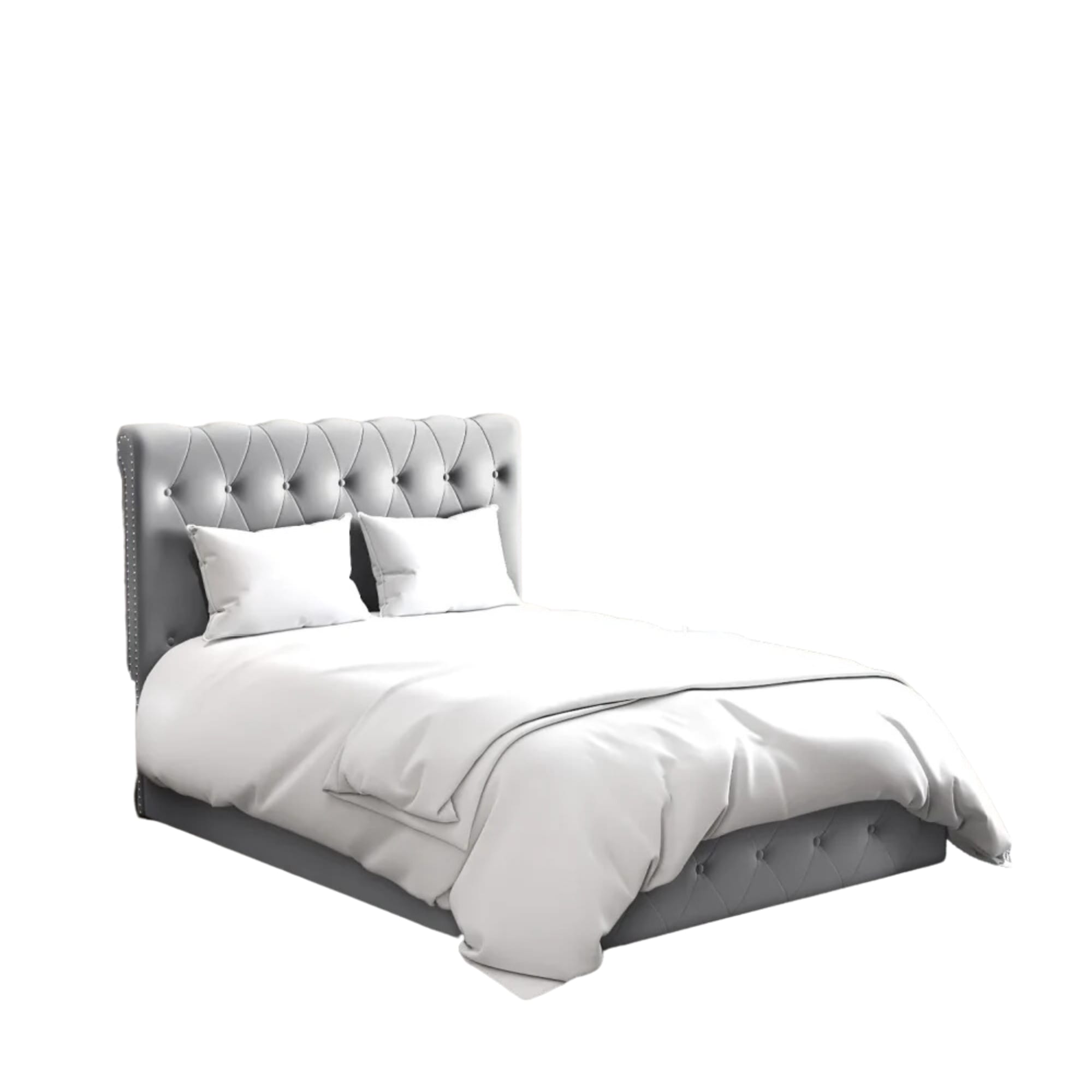 LIT COFFRE CORSICA EN VELOURS GRIS 90X190CM