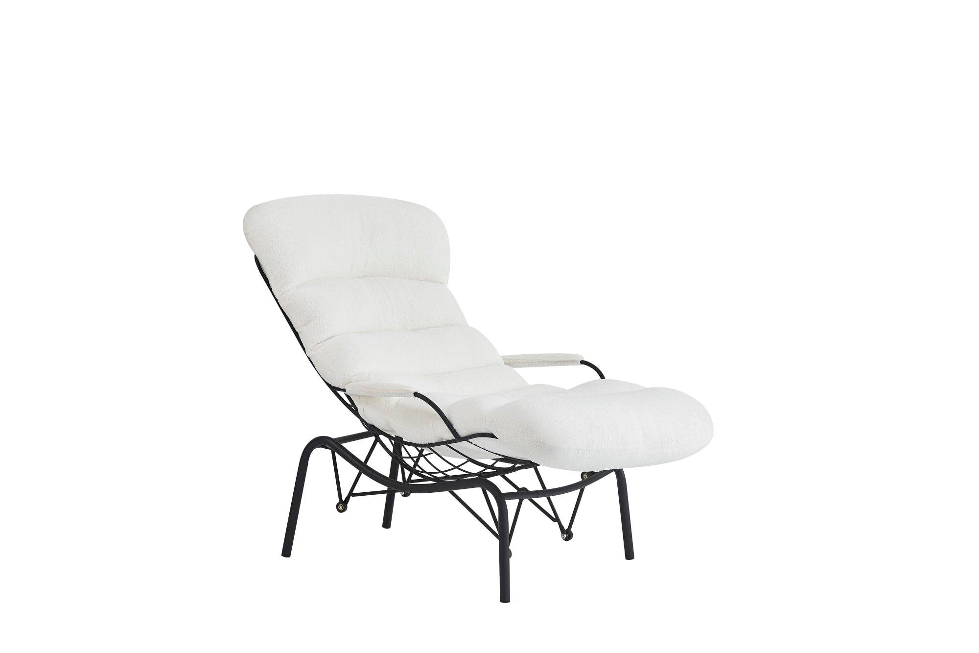 FAUTEUIL MONICA METAL NOIR DOUDOU BLANC