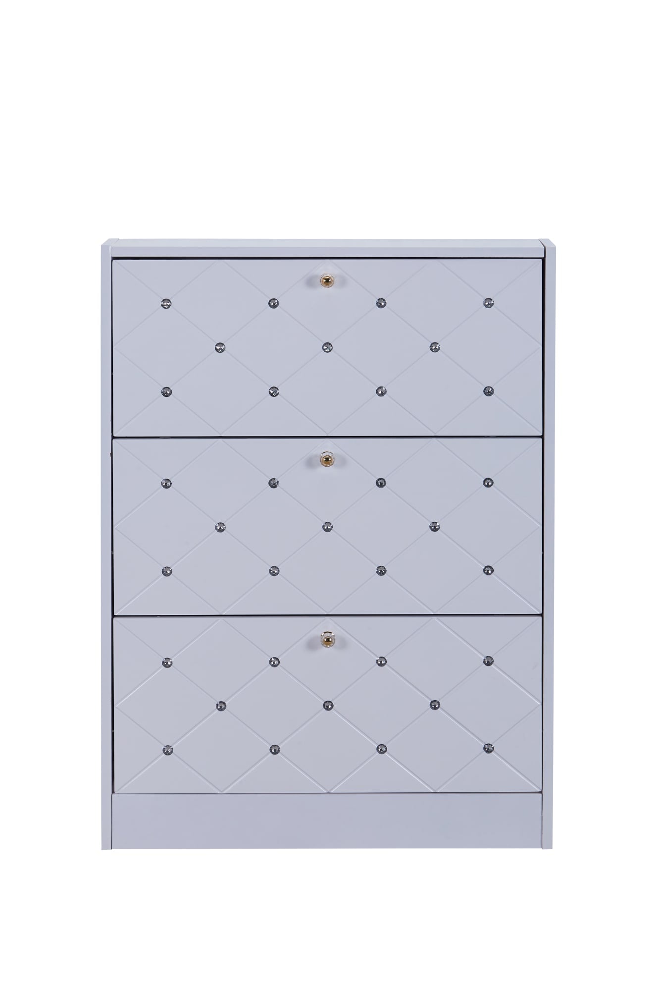 MEUBLE À CHAUSSURES EN STRASS 3 PORTES BLANC 110x17x80cm