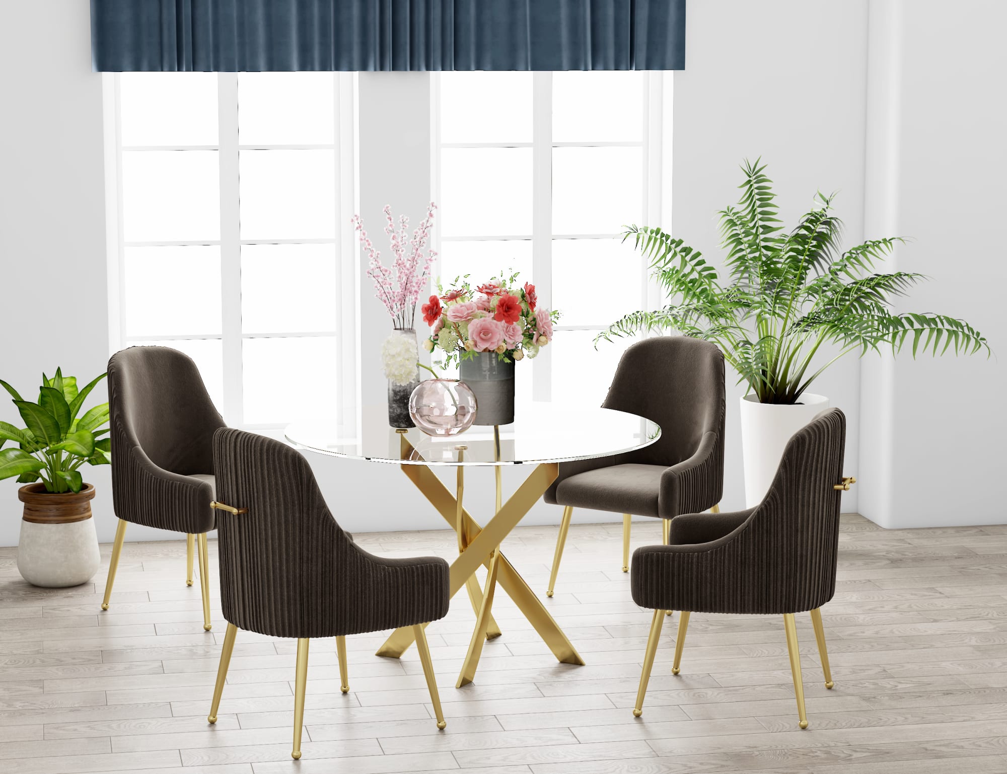 TABLE REPAS JESSICA GOLD TRANSPARENT XXL120x75cm