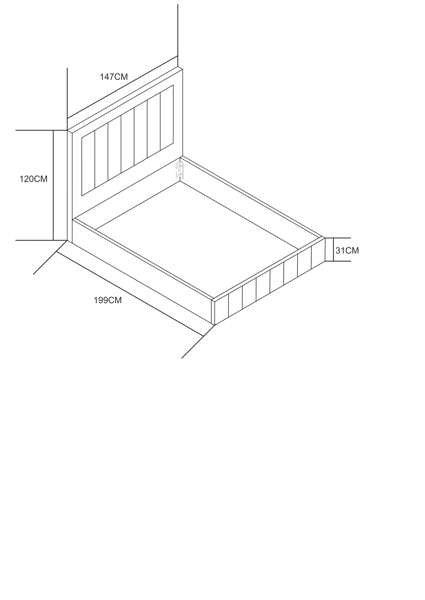 CADRE DE LIT POLO NOIR 140