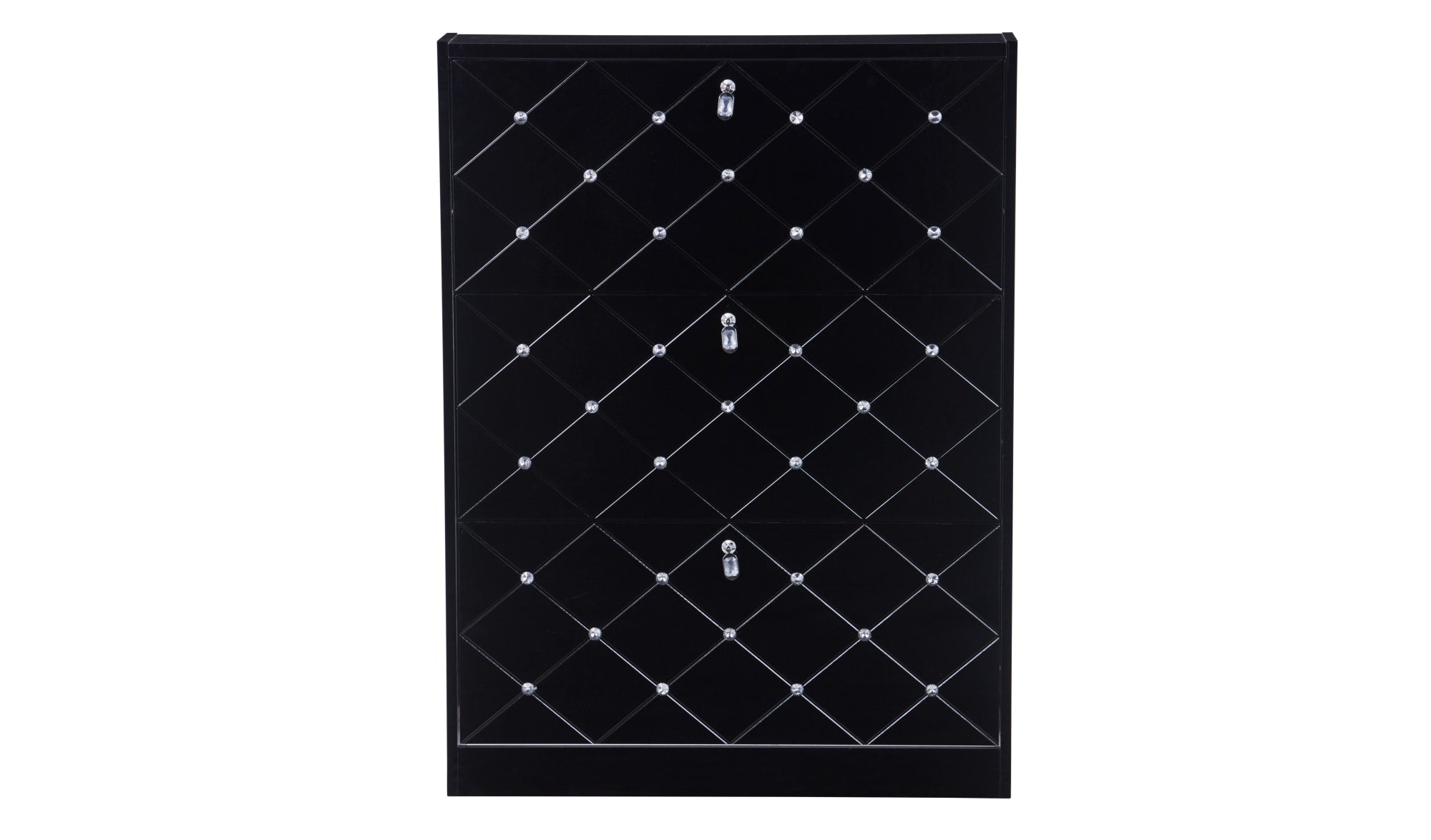 MEUBLE À CHAUSSURES EN STRASS 3 PORTES NOIR 110x17x80cm