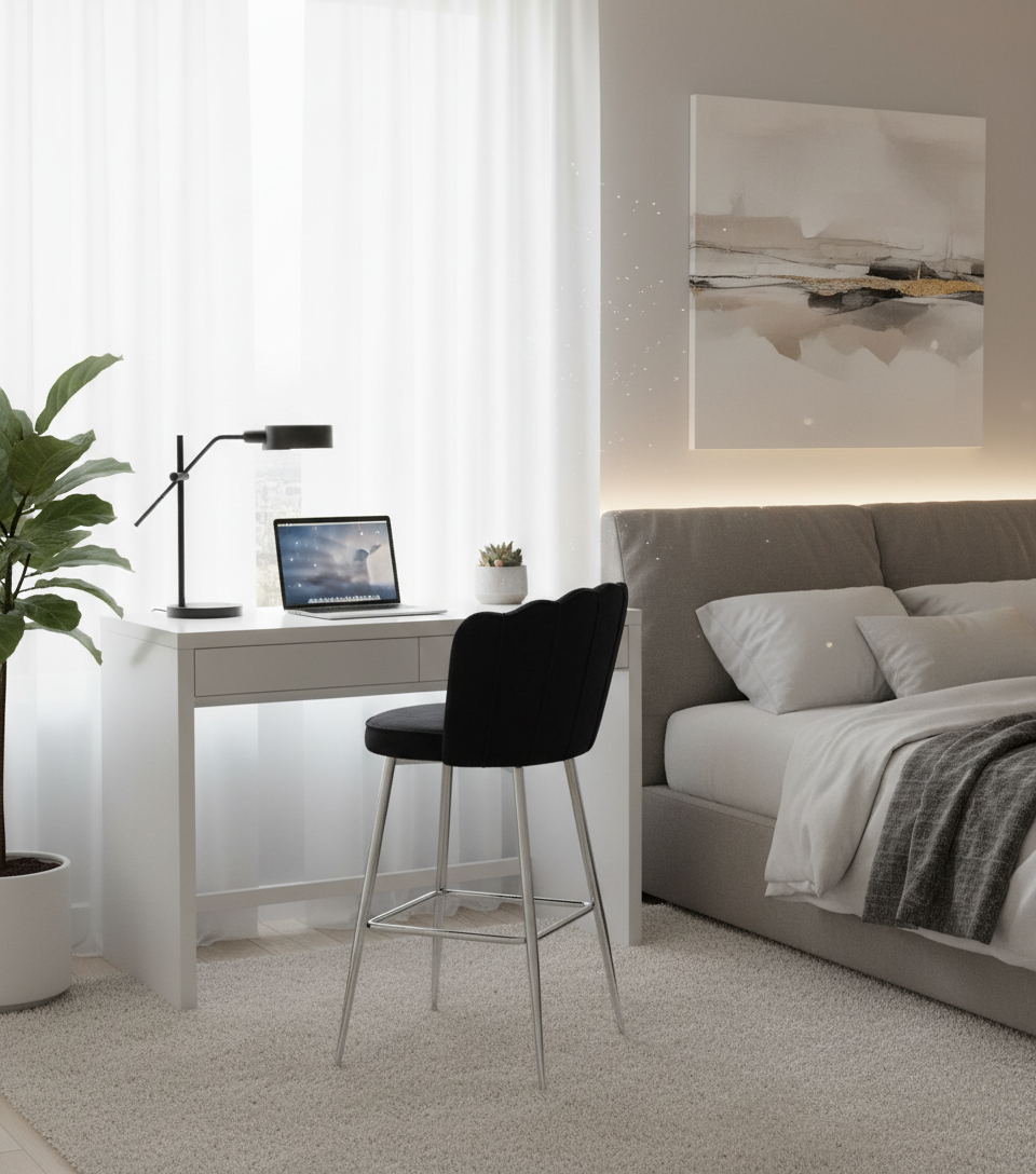 Lot de 2 tabourets de bar NYMPHEA Chrome en velours