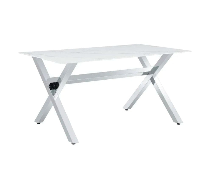 Table à manger IXE chrome plateau en verre trempé 150 cm