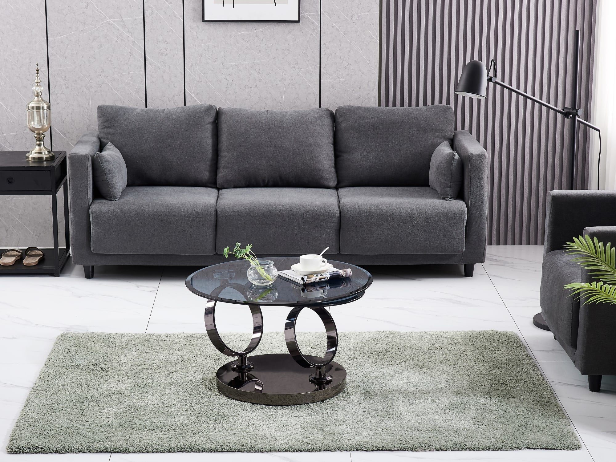 TABLE BASSE AUTOMAT NOIR VERRE 70x45 cm