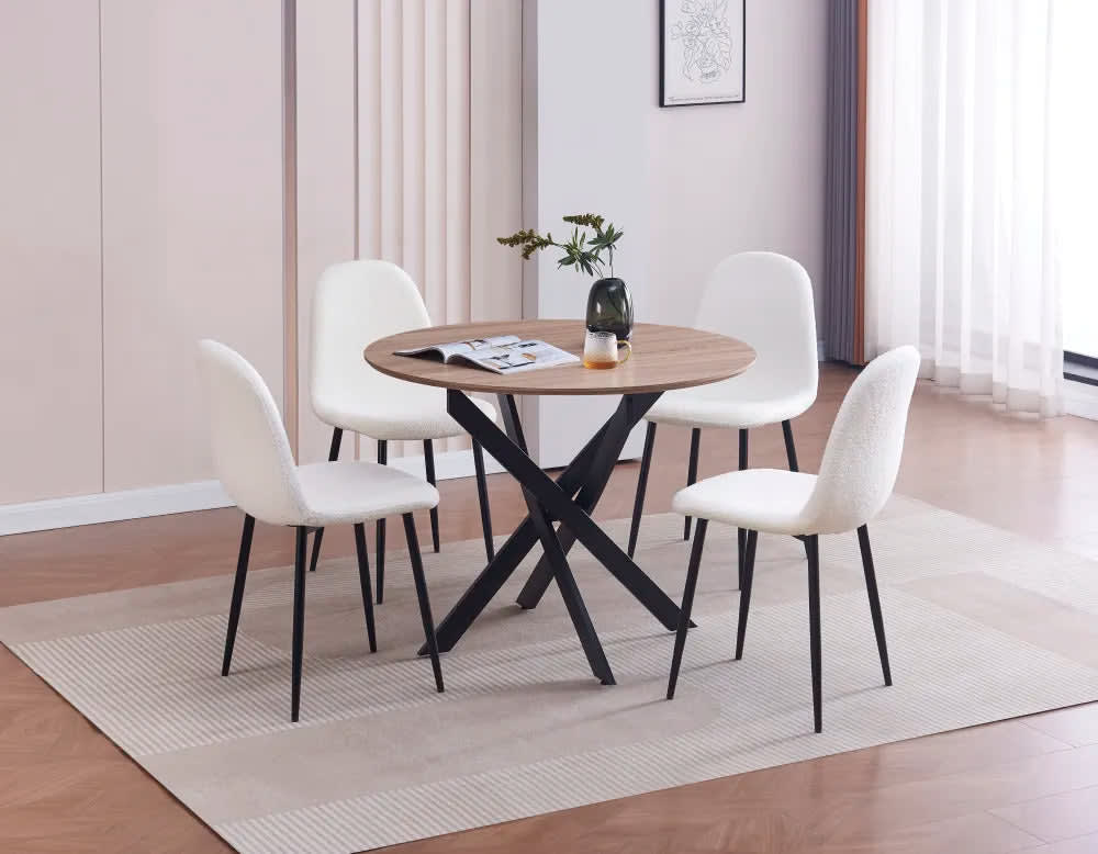 Table à manger en bois JESSICA pieds métal noir