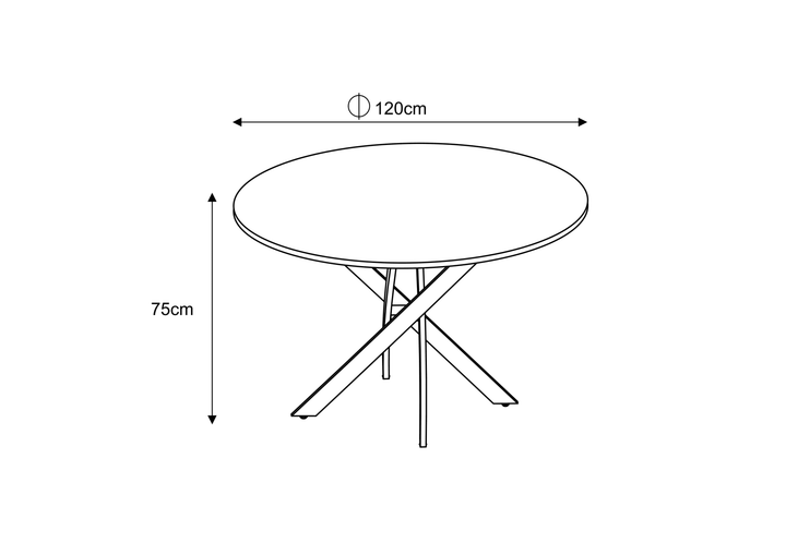 TABLE REPAS JESSICA CHROME MARBRE NOIR 120X75cm