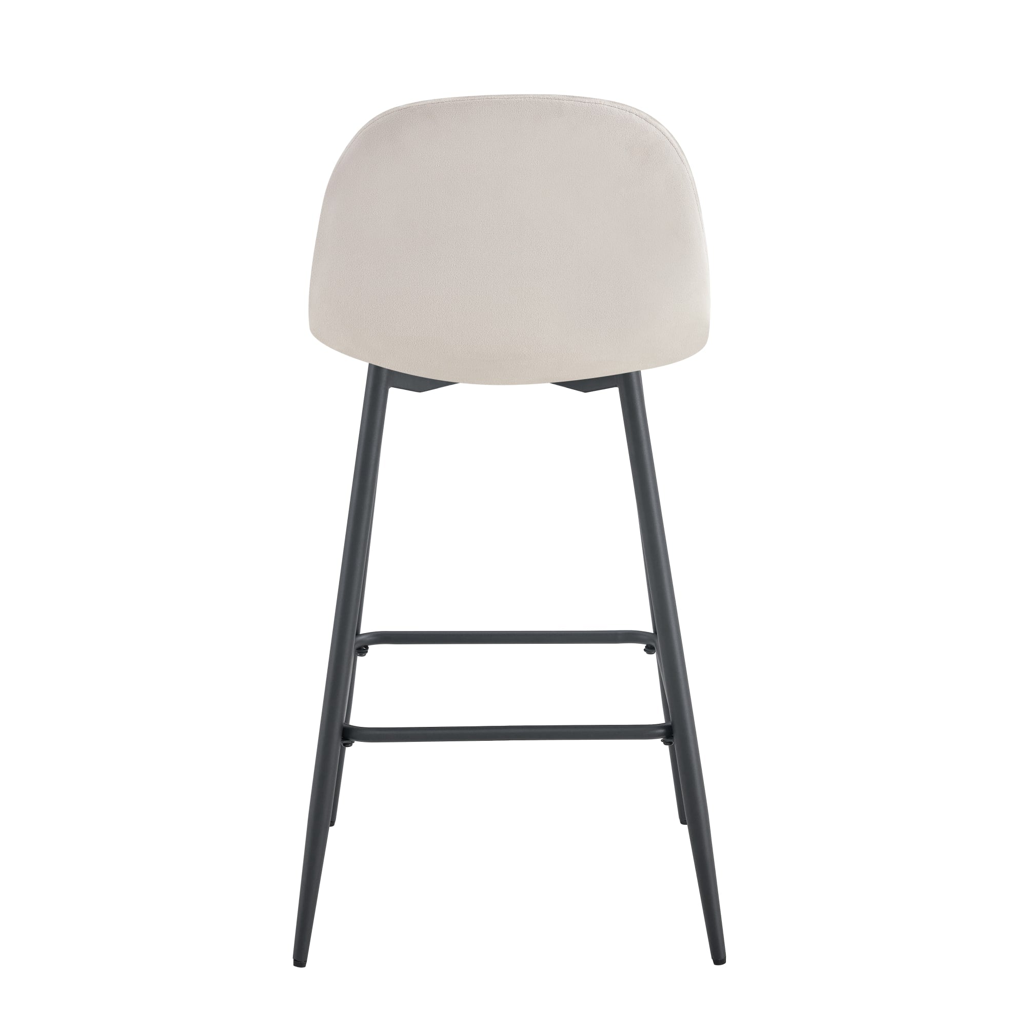 TABOURET DE BAR SCANDINAVE PIED METAL NOIR VELOURS BEIGE