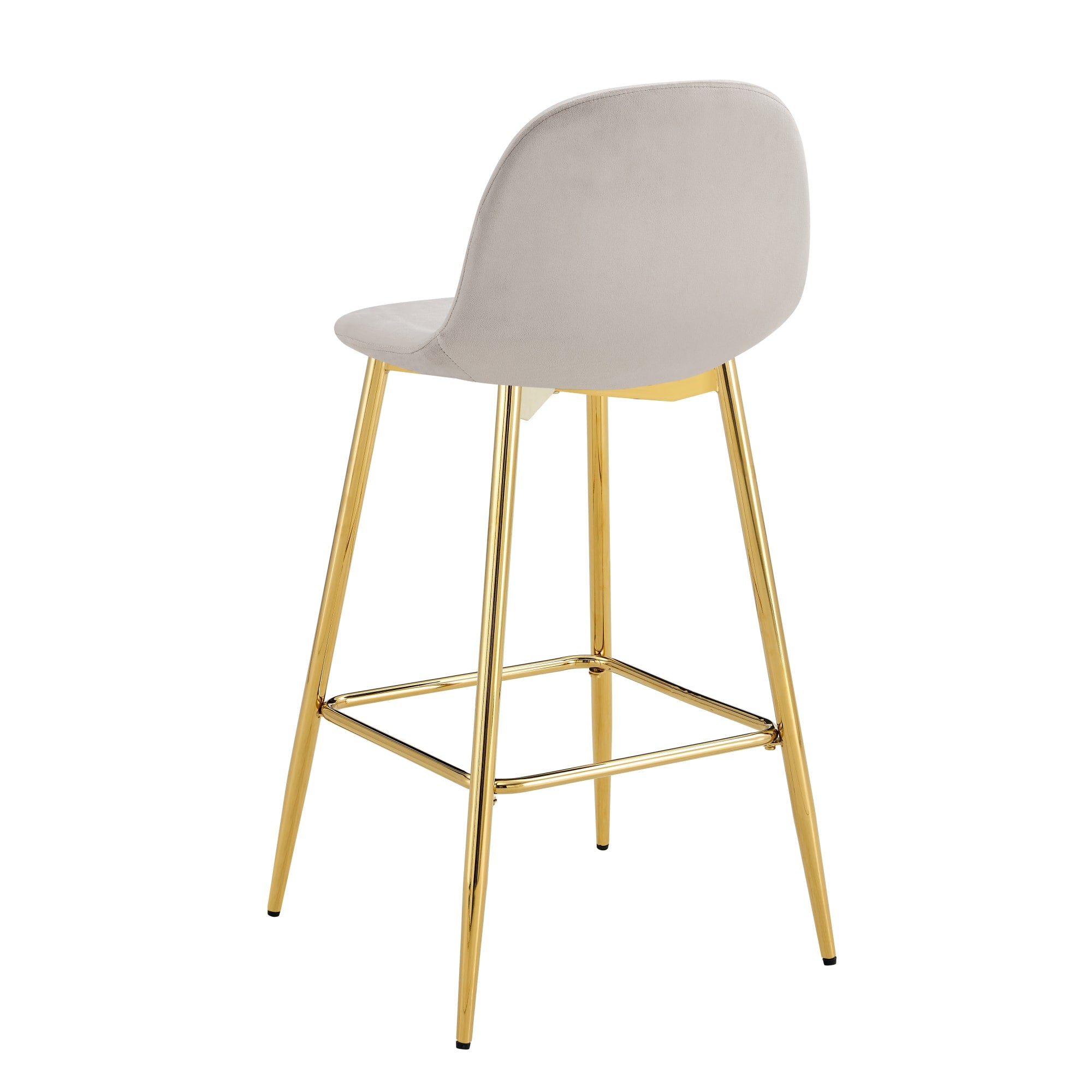 TABOURET DE BAR SCANDINAVE PIED GOLD VELOURS TAUPE