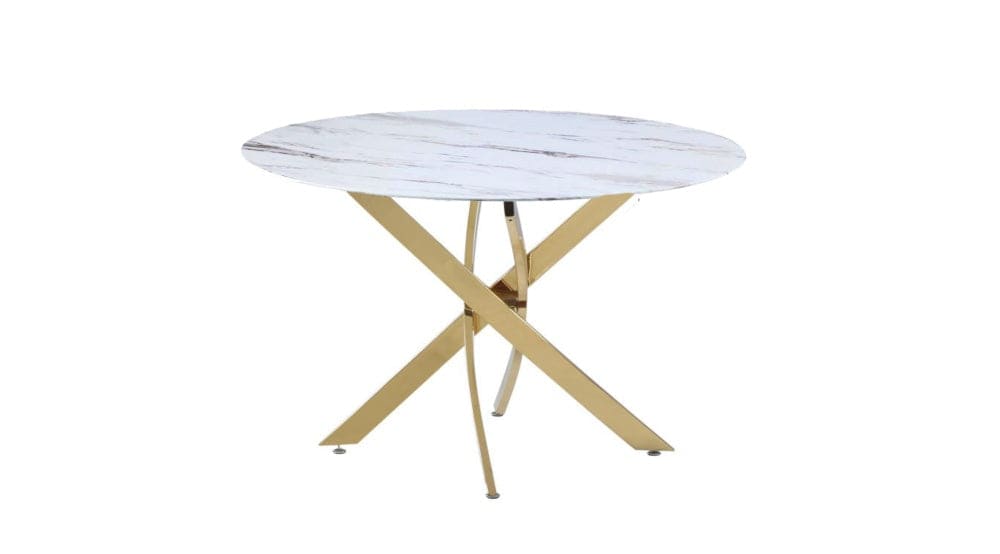 Table à manger ronde JESSICA Gold 100 cm 4 couverts