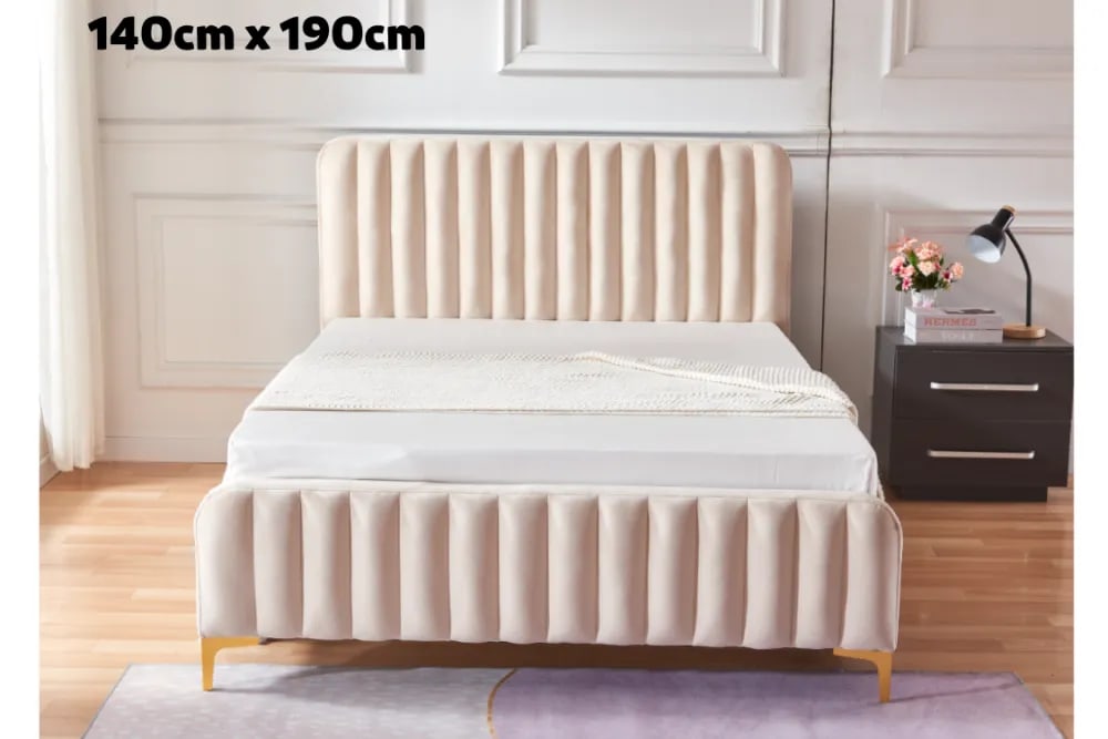Lit 2 places 140x190 cm FAYE design velours sommier inclus