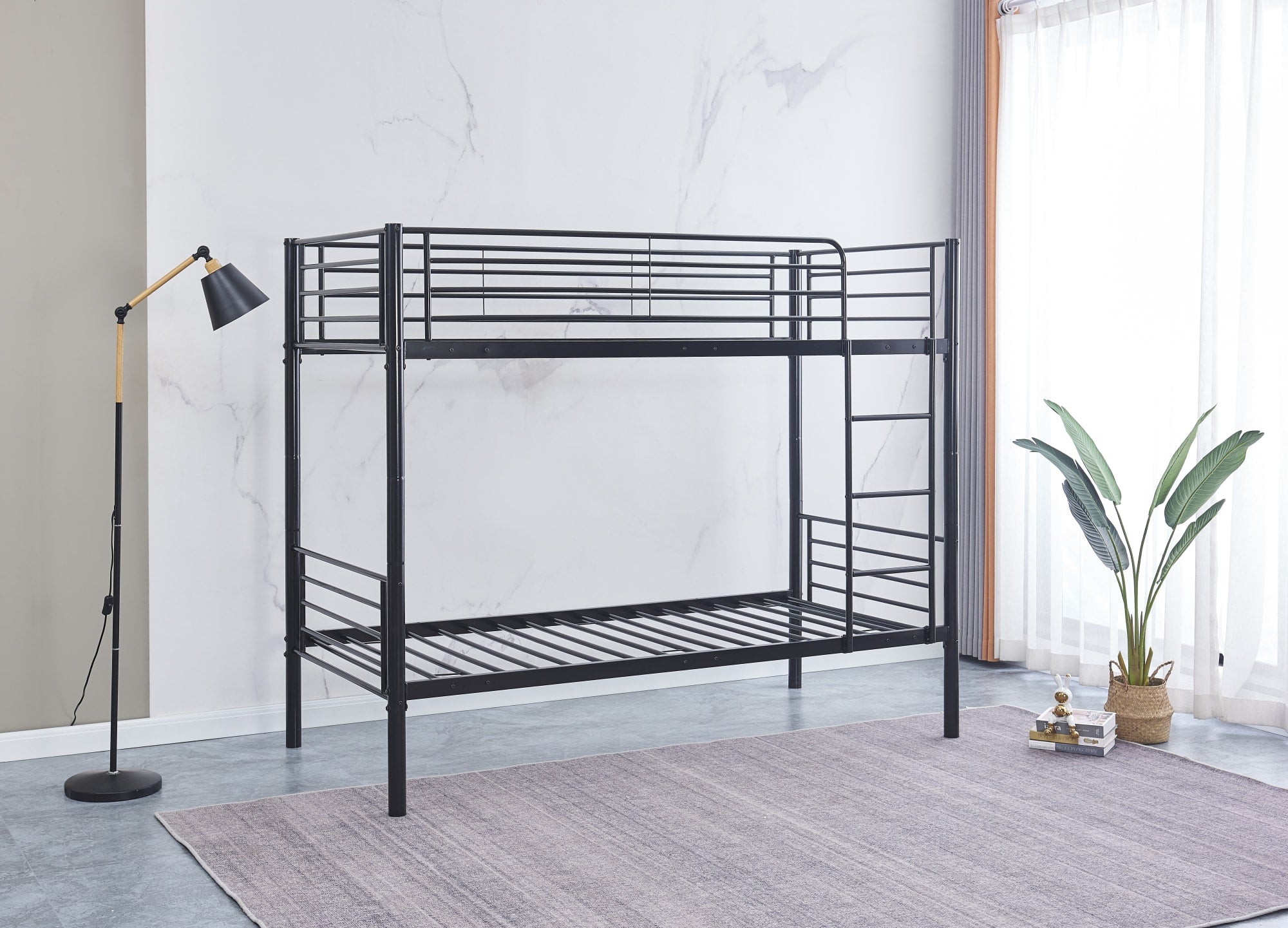 LIT SUPERPOSE SEPARABLE EN METAL LUNA NOIR 90x190 + 90x190cm